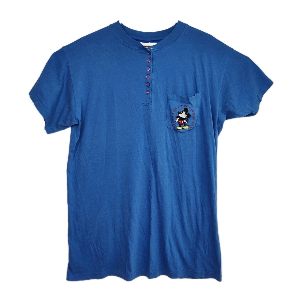 Vintage Mickey & Co. Embroidered Mickey 1/4-Button T-shirt, One Size Fits All